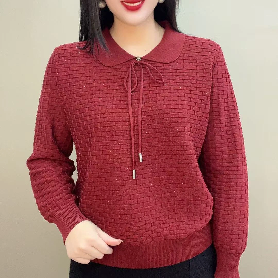 休闲女款百搭漂亮宽松妈妈装洋气针织衫遮肉显瘦新款舒适秋季毛衣