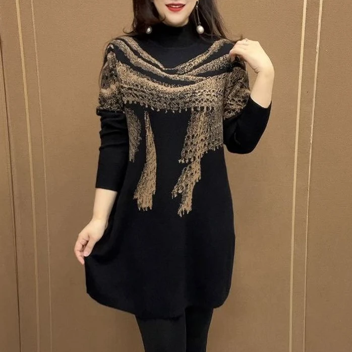 春秋韩版高贵宽松气质减龄针织衫中老年遮肉百搭显瘦新款毛衣外搭