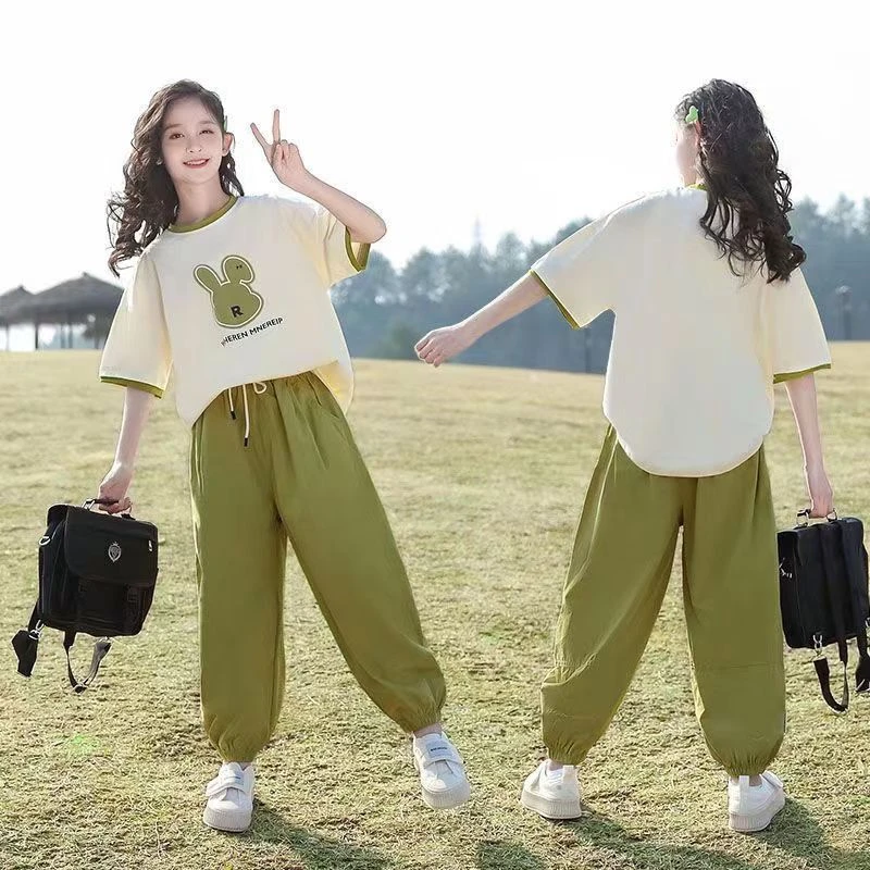 夏季套装女童2024新款中大童运动套装女速干女大童时尚洋气学生版