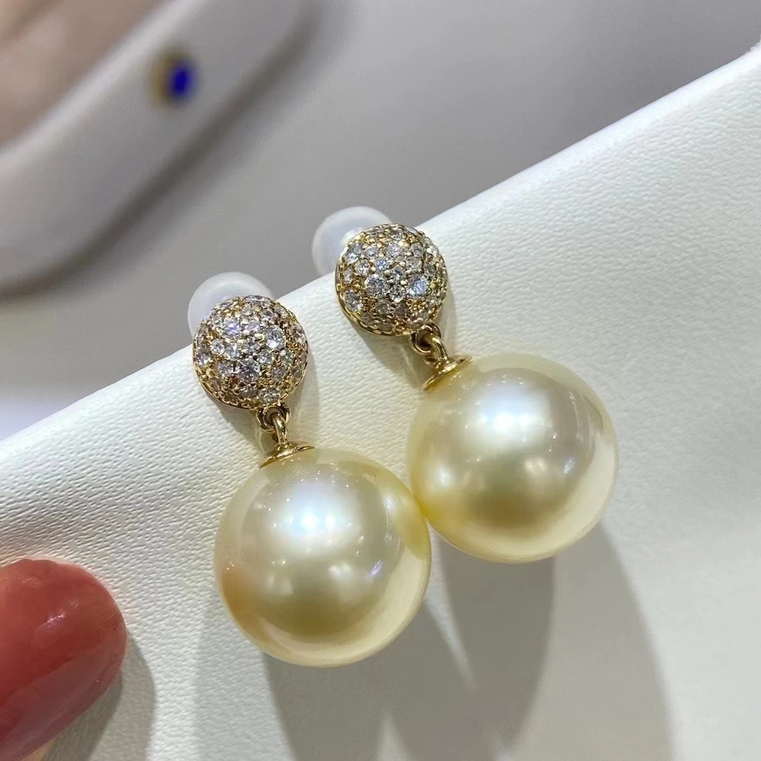 【小彤专属定制】18K金正圆极光干枯金珠耳环RY8888