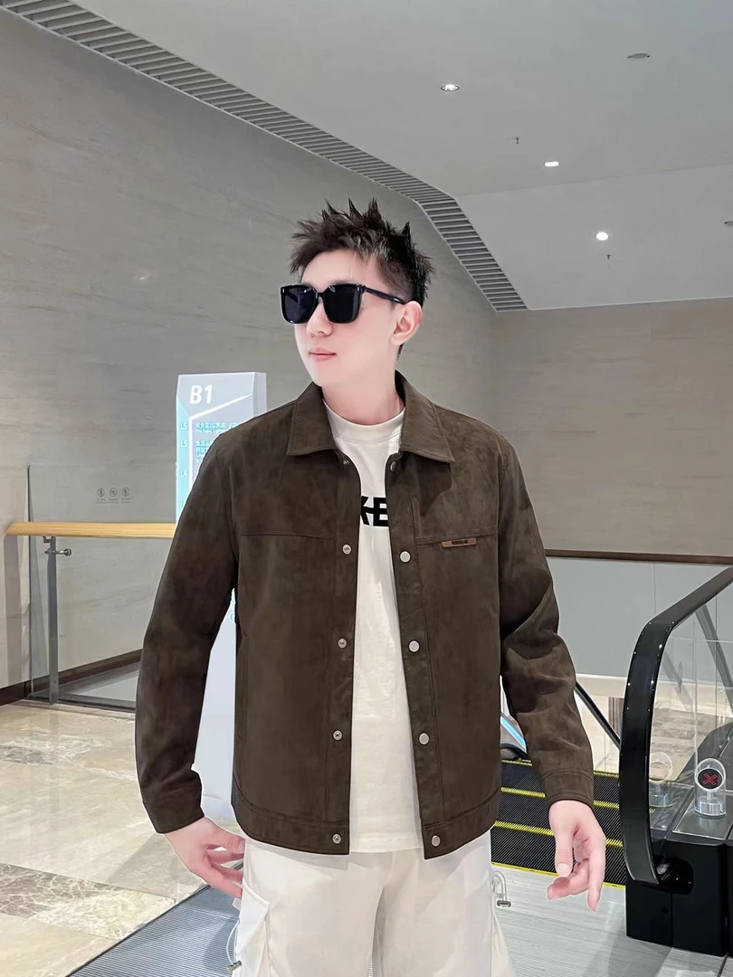 秋冬季新款男士pu夹克外套上衣百搭痞帅潮牌高级感加厚加绒外套