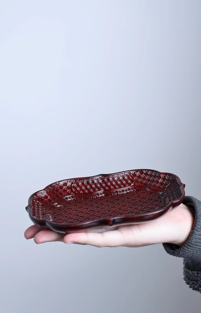赞比亚血檀葵口长方果盘一对装
