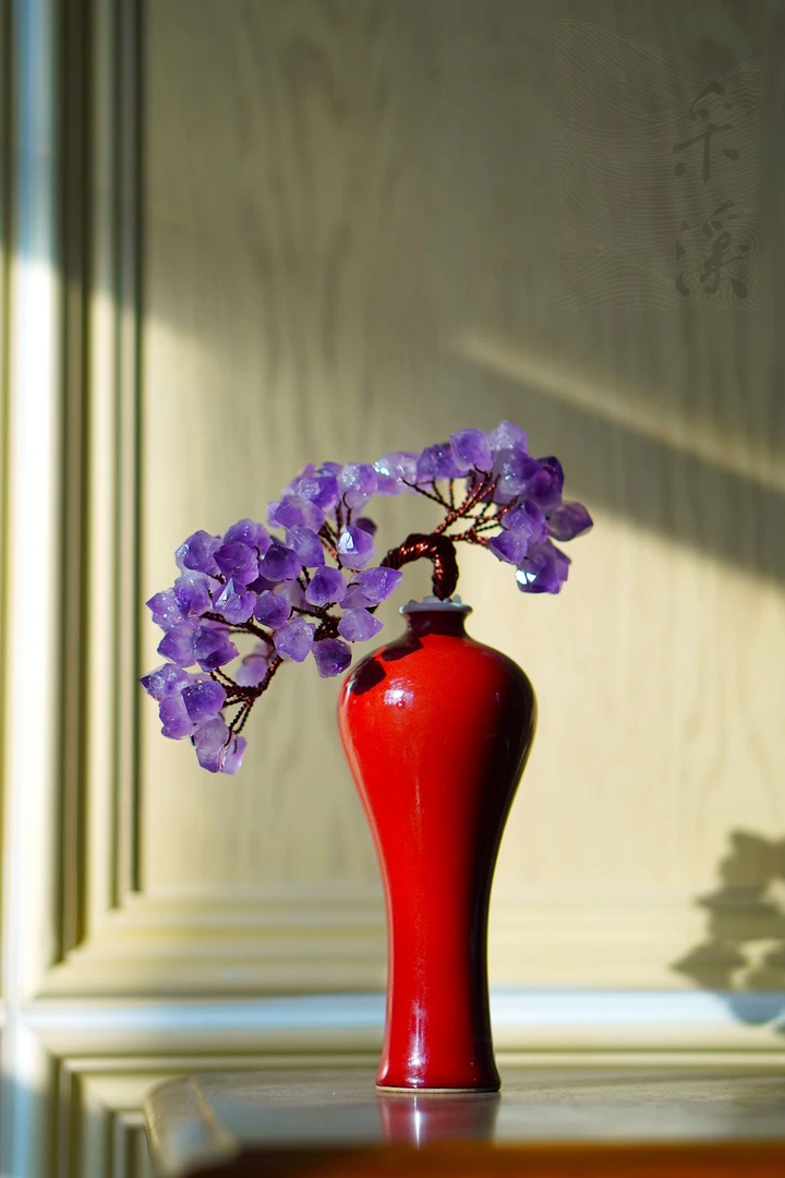 【暖暖】酒红梅瓶家居摆件礼物开业乔迁新婚