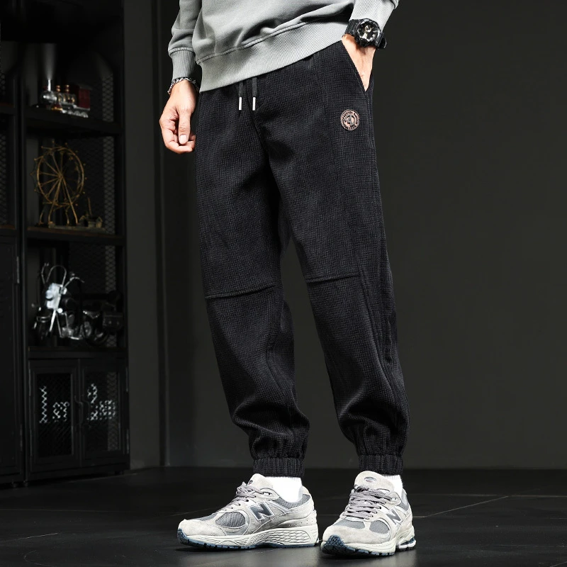 jeep吉普休闲裤男潮牌宽松大码束脚哈伦秋冬款美式复古灯芯绒裤子