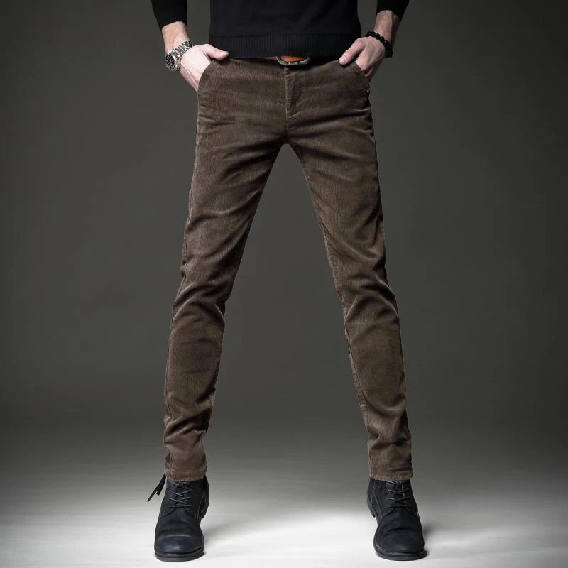 jeep吉普秋冬款灯芯绒休闲裤男土修身潮流韩版潮牌商务条绒长裤子
