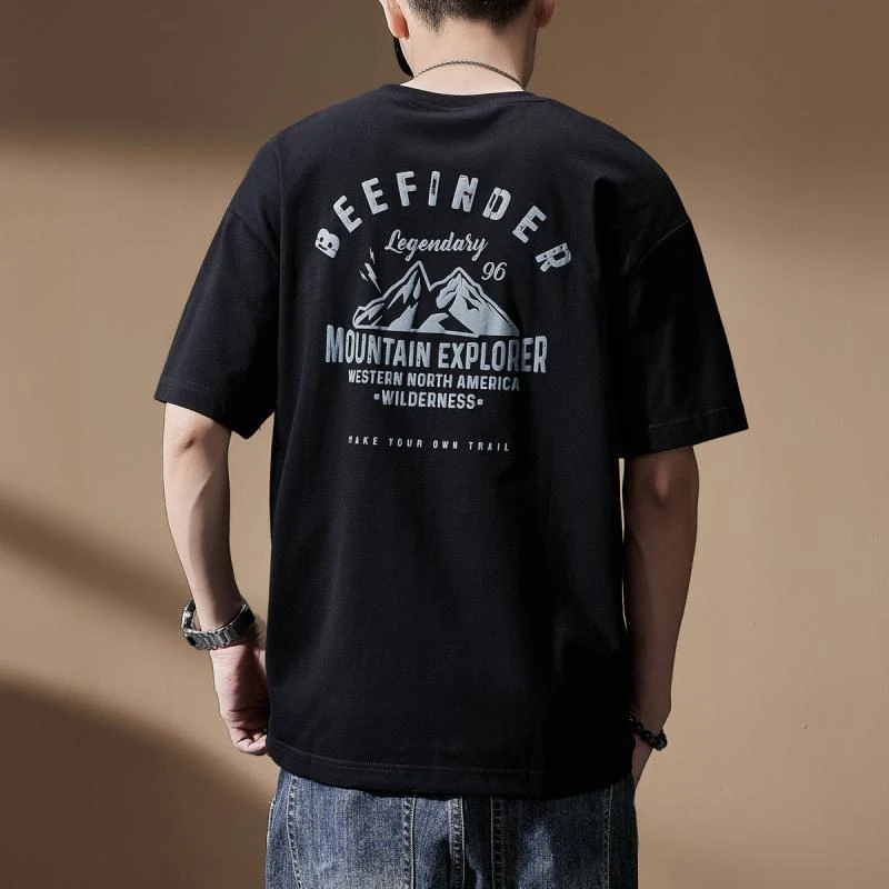 jeep吉普美式重磅250g短袖T恤男潮牌宽松大码薄款上衣印花体恤