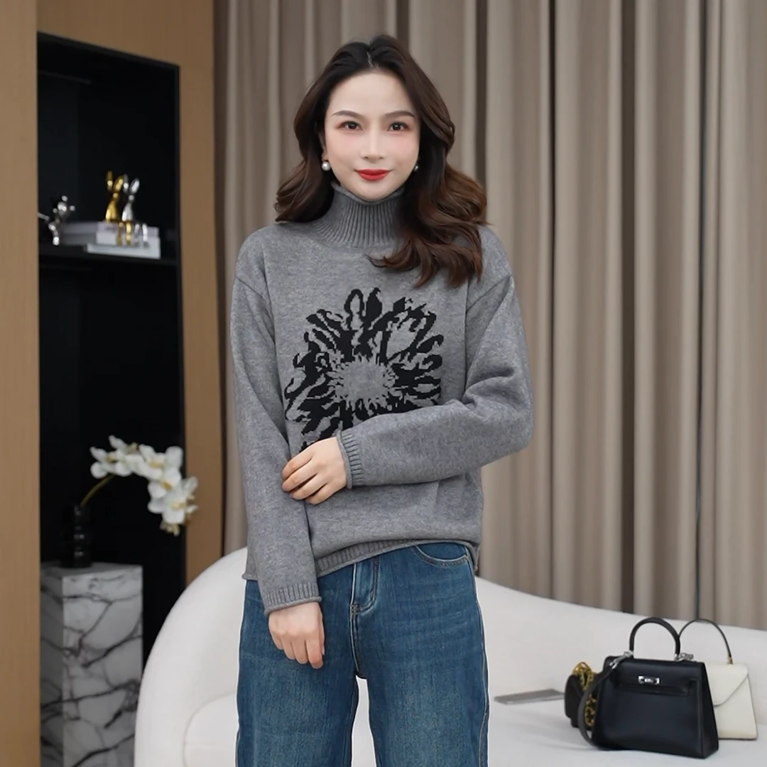 【太阳花】软糯厚洋气外穿提花毛衣