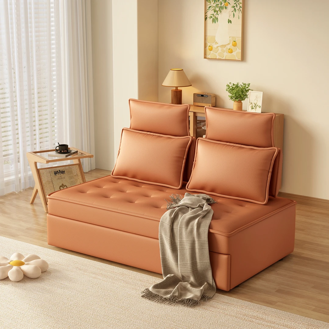 泡芙1.68奶油风家用户型客厅卧室折叠两用双人多功能榻榻米推拉床