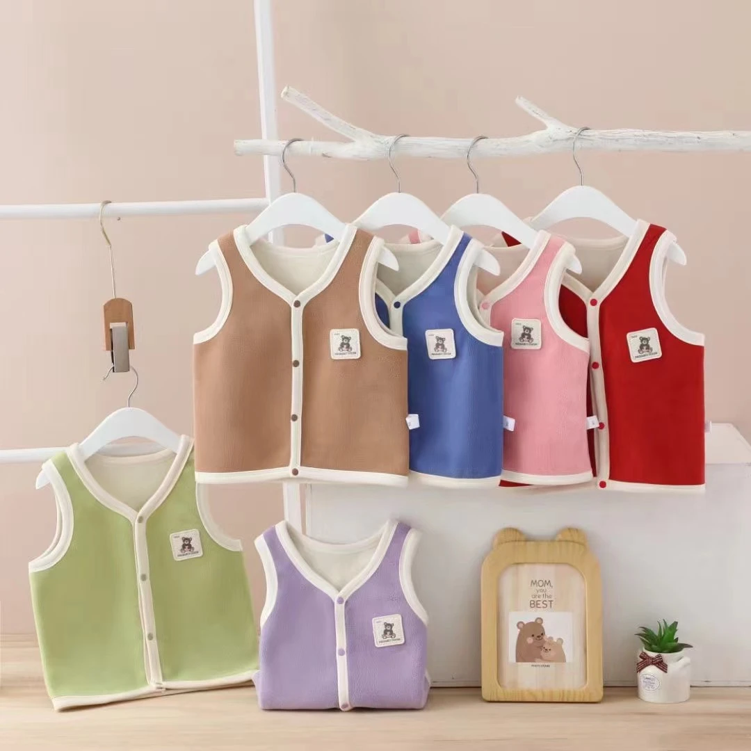 奥利绒马甲洋气套装保暖套装儿童春秋女童男童加绒秋季加厚反季