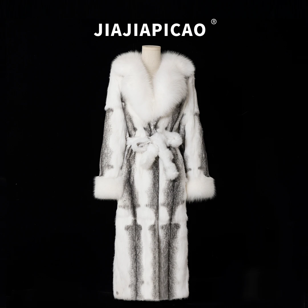【雾都恋人】皮草 高智淡人 冬季狐狸毛领长款兔毛皮草外套/30480