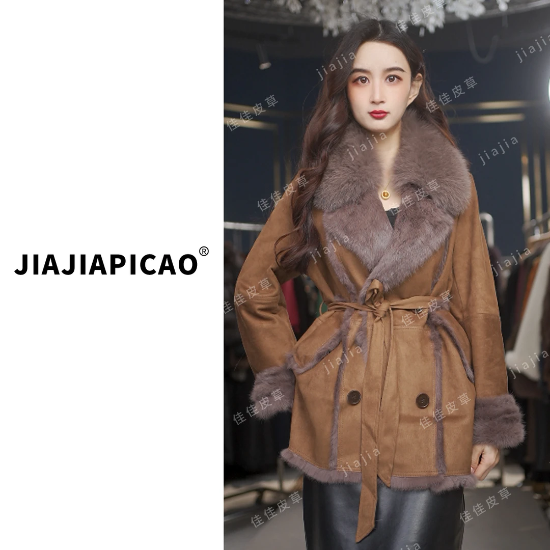 【浆果花园】8809 皮草 冬季中长款狐狸毛领柔软兔毛皮草外套