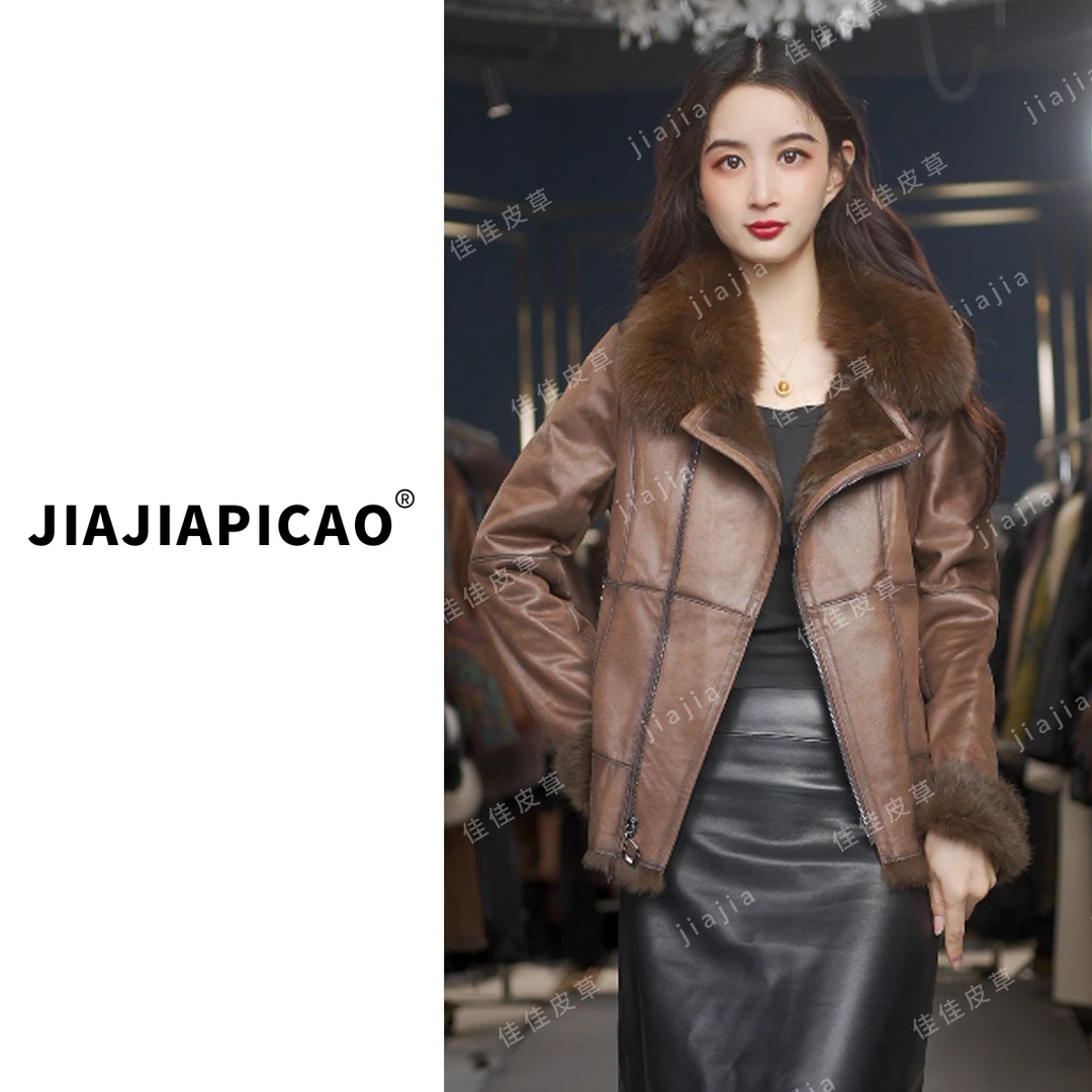 【海德公园】 13240 皮草  气质拉链款狐狸毛保暖柔软兔毛皮草外套