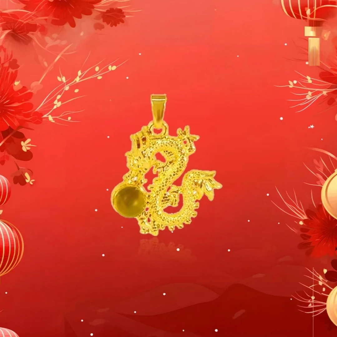 【月总专柜款】祥龙戏珠蓝珀合金镶嵌吊坠赠合金链（BM-S141）