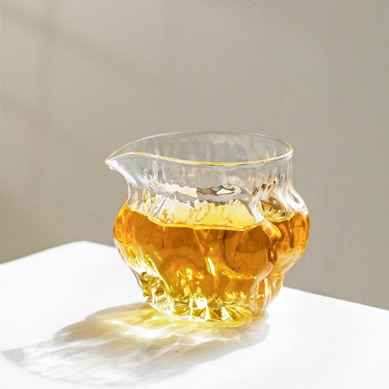 德白核桃纹玻璃公道杯加厚耐热锤纹公杯分茶器大号匀茶器功夫茶具