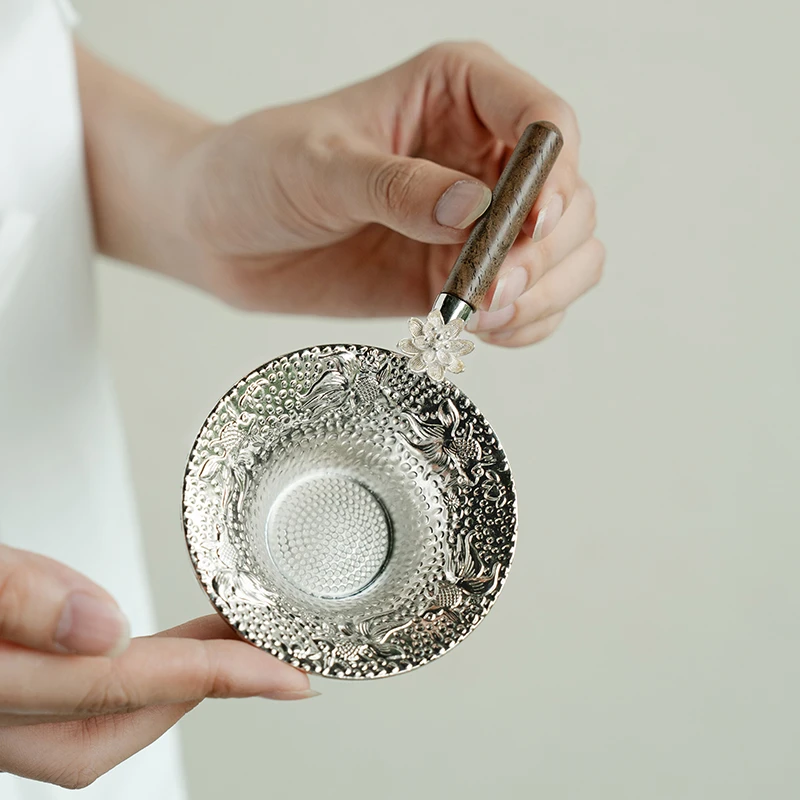 德白莲莲有鱼合金茶漏网茶漏茶隔茶滤泡茶叶过滤网器茶滤器茶漏器