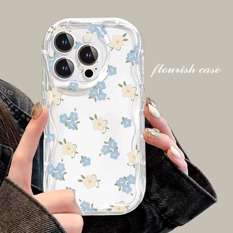 【苹果/华为/OPPO/VIVO/小米/荣耀】奶油壳蓝白碎花网红ins手机壳