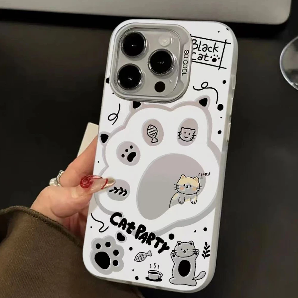 镂空猫爪适用苹果14pro华为小米vivo防摔12镭射简约女小众手机壳