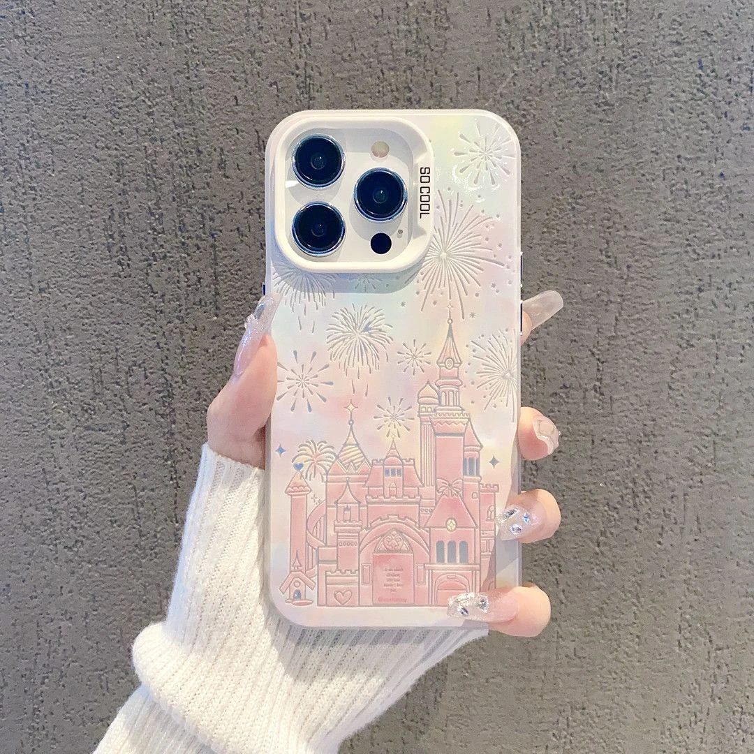 烟花城堡适用苹果14pro华为小米vivo防摔12镭射简约女小众手机壳