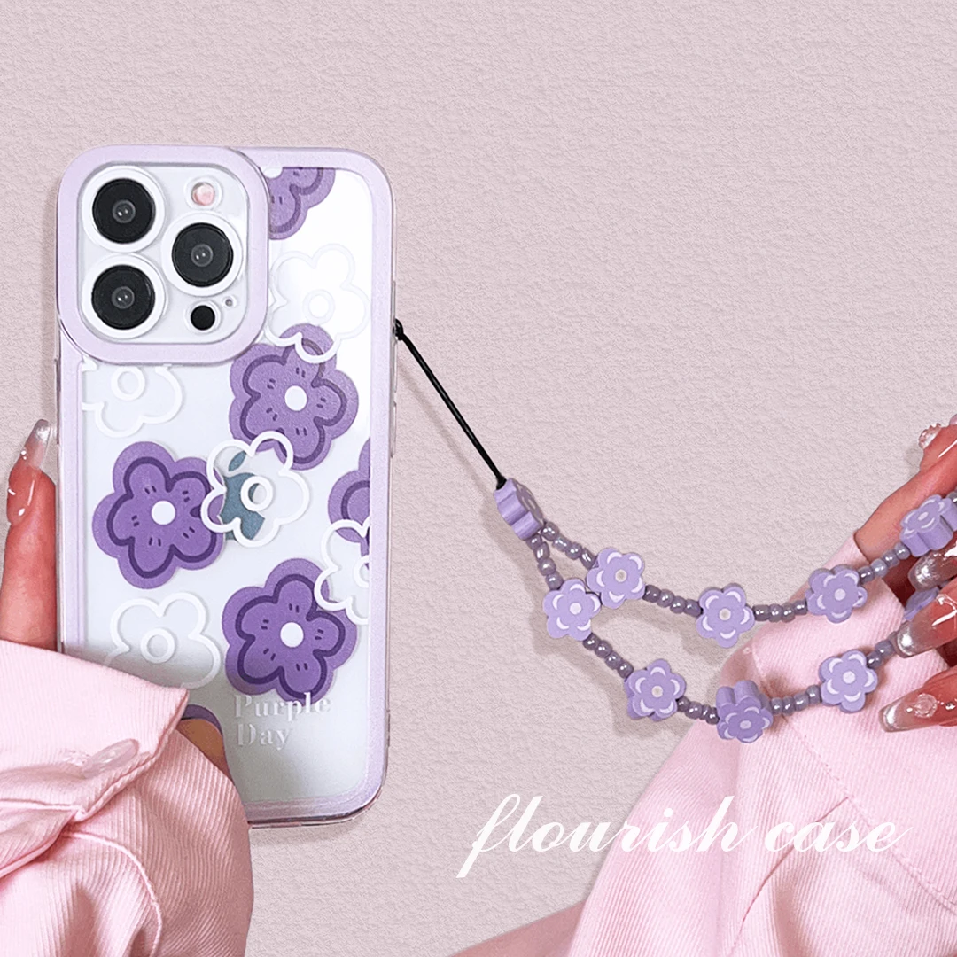 【苹果/华为/OPPO/VIVO/小米/荣耀】紫色花透明ins防摔可爱手机壳