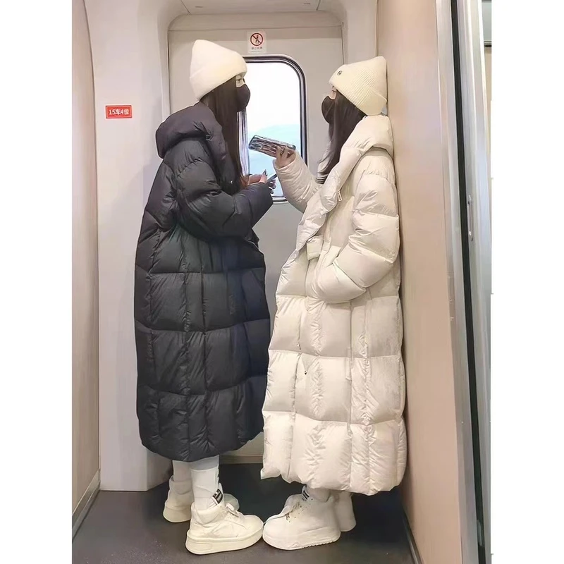 2024新款鹅绒羽绒服时尚网红高腰加厚女韩版好看秋冬连帽潮流