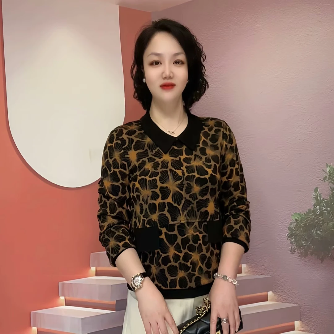 宝藏依橱2024早秋新款时尚洋气显瘦休闲百搭宽松印花长袖妈妈装