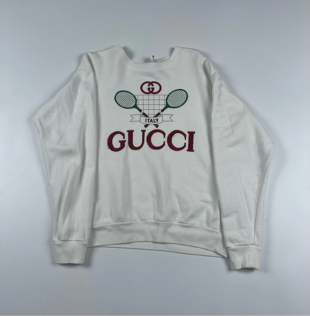 gucci古驰白色网球刺绣字母卫衣/xs/0089