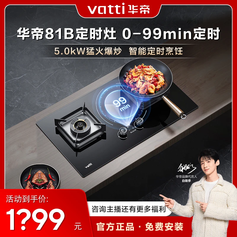Vatti/华帝i10081B定时灶具5KW大火力猛火灶天然气嵌入式双灶新
