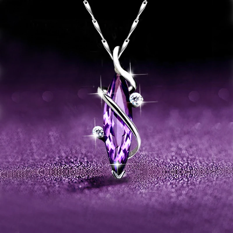 坠链均925银 紫色水晶高级感纯银项链女2025新款设计吊坠送女朋友