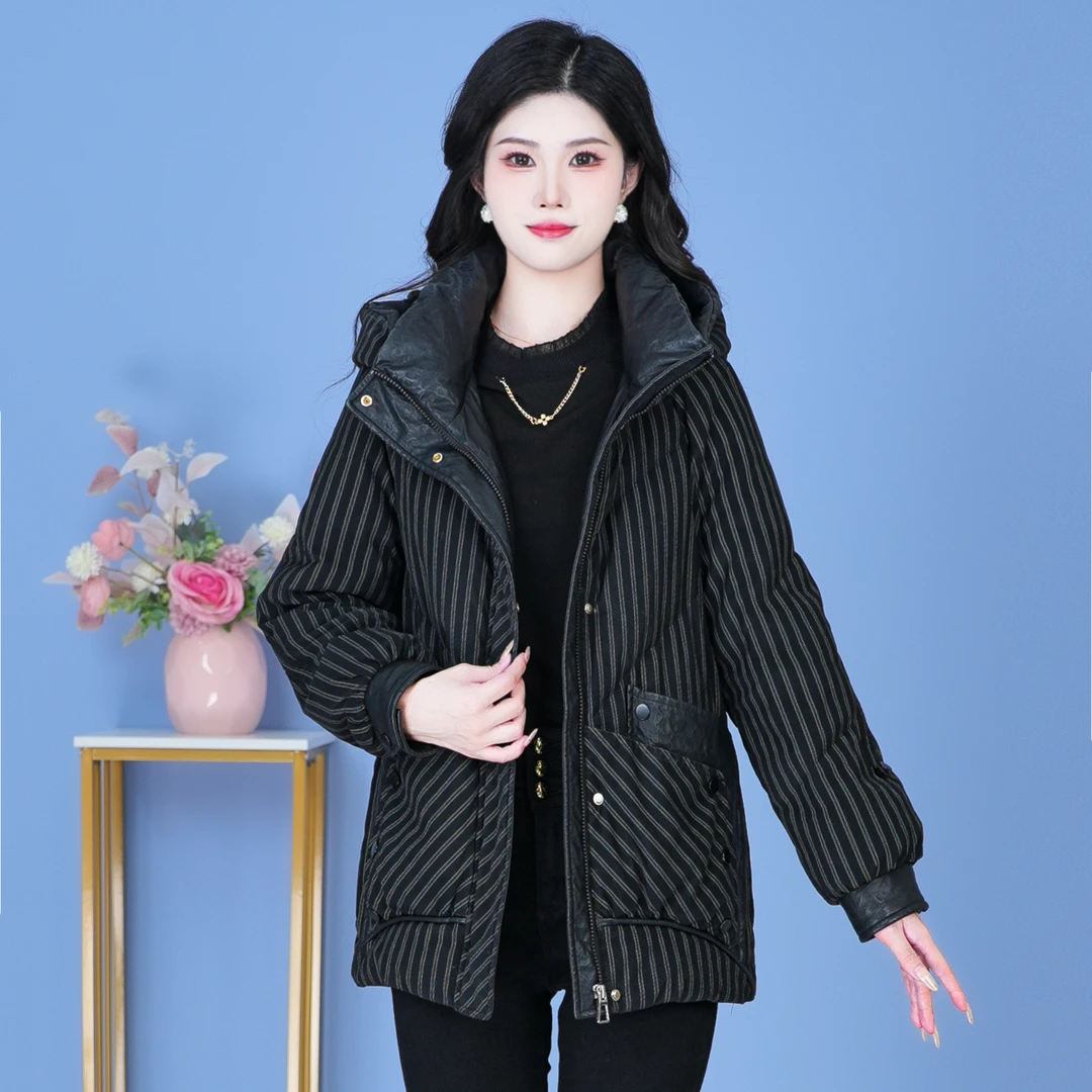 【SJYE5573】2024年秋冬新款时尚洋气宽松保暖加厚显瘦连帽羽绒服