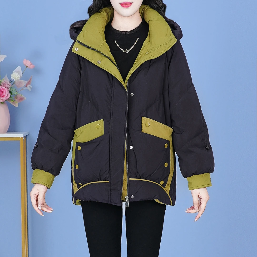 【SJYE6001】2024年秋冬新款时尚洋气宽松保暖加厚显瘦连帽羽绒服