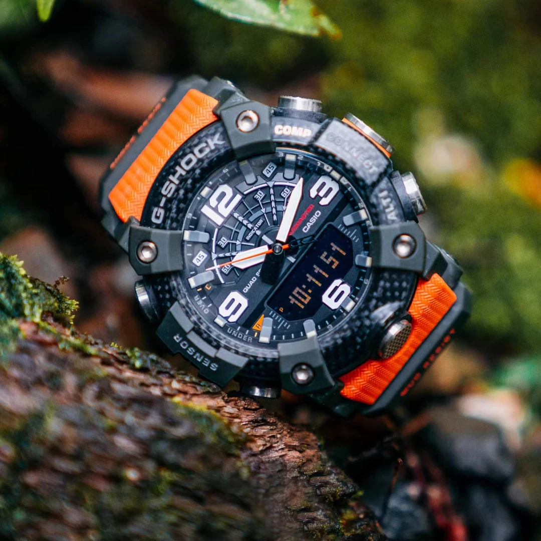 Casio/卡西欧小泥王三代碳纤维手表男户外双显防水表 GG-B100-1A