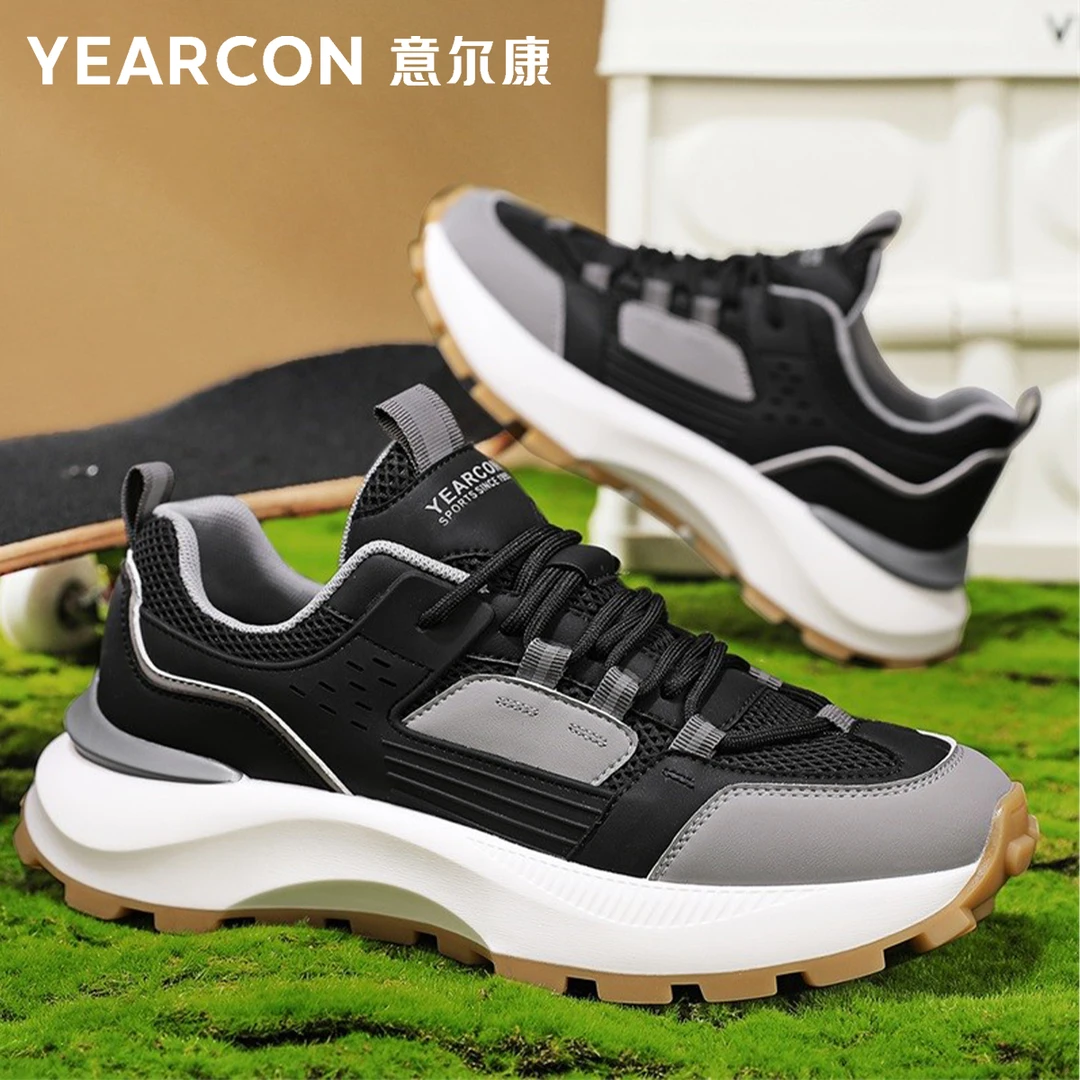 YEARCON/意尔康男士时尚休闲百搭秋季透气潮鞋轻便厚底跑步鞋1796