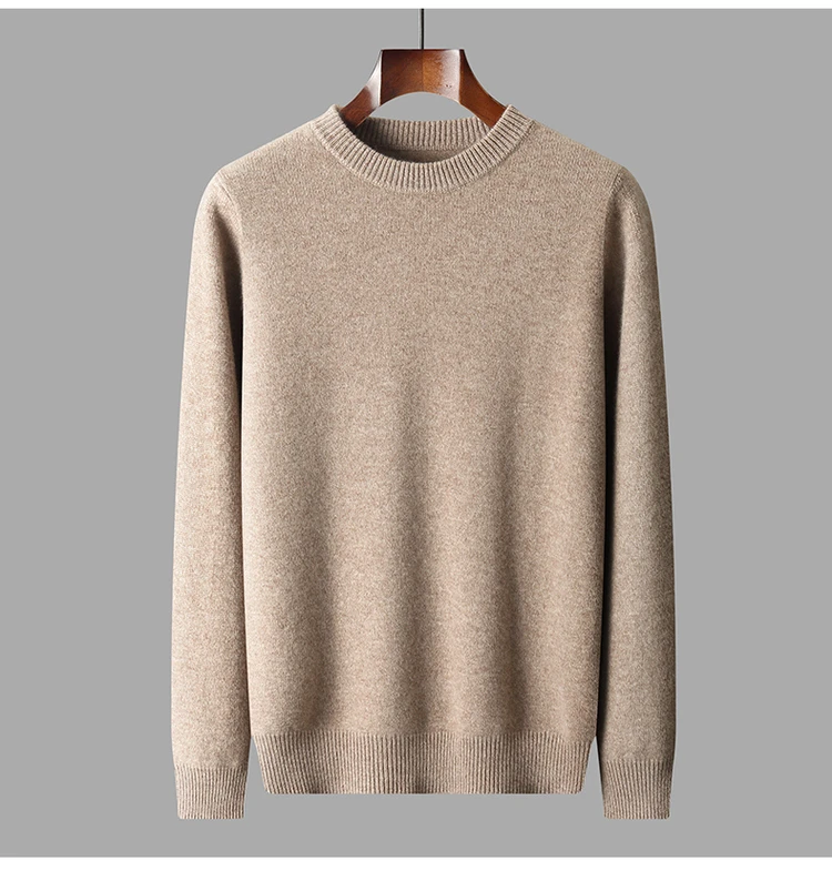 羊绒一线成衣双股无缝冬季男士圆领商务休闲百搭宽松长袖加厚保暖