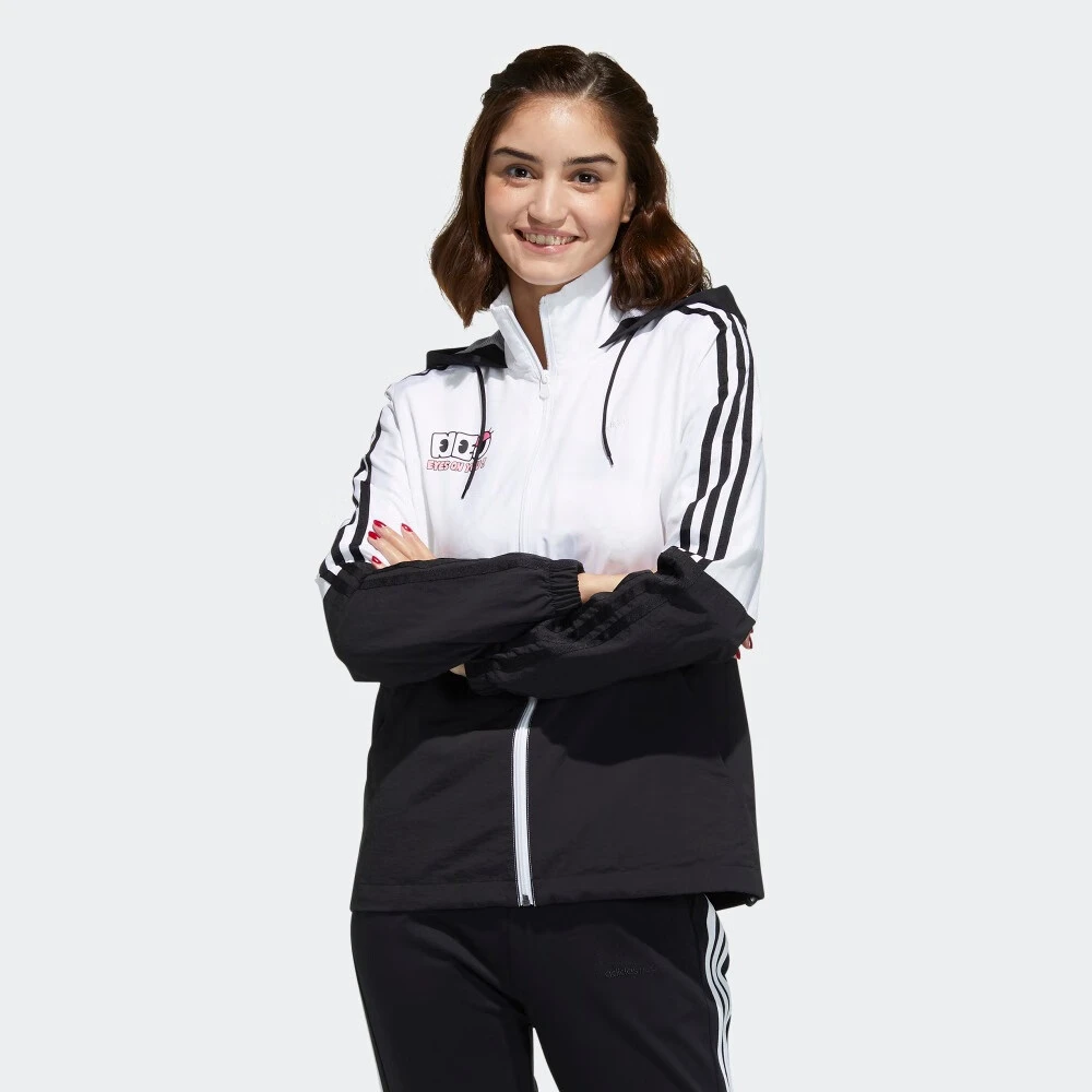 adidas阿迪达斯neo女装休闲舒适外套拼色运动连帽夹克外套GP5422