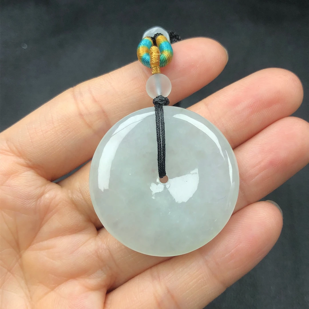 冰胶冰润精美大平安扣挂件缅甸翡翠a货35×5.4mm
