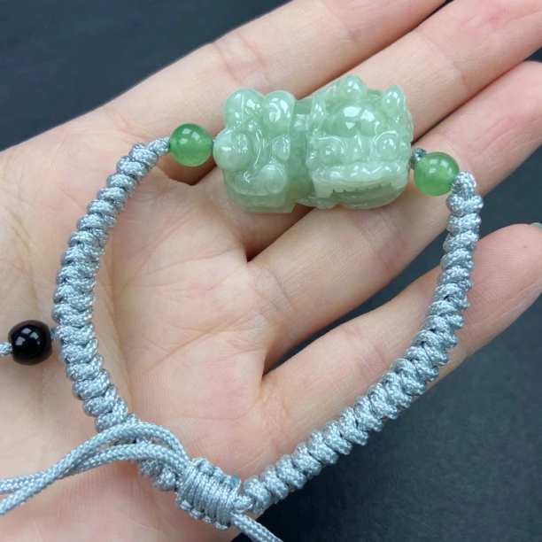 满绿霸王貔貅手绳手串天然翡翠A货（多样性发一）