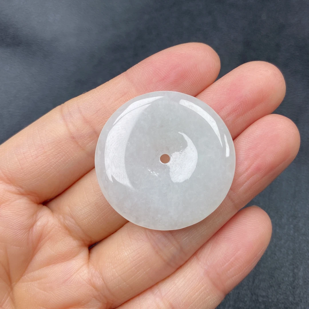 白冰冰胶精美平安扣吊坠缅甸翡翠a货32.1-4.7mm