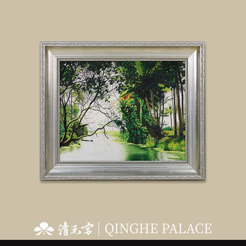 清禾宫手工刺绣"橡树小河"装饰壁画