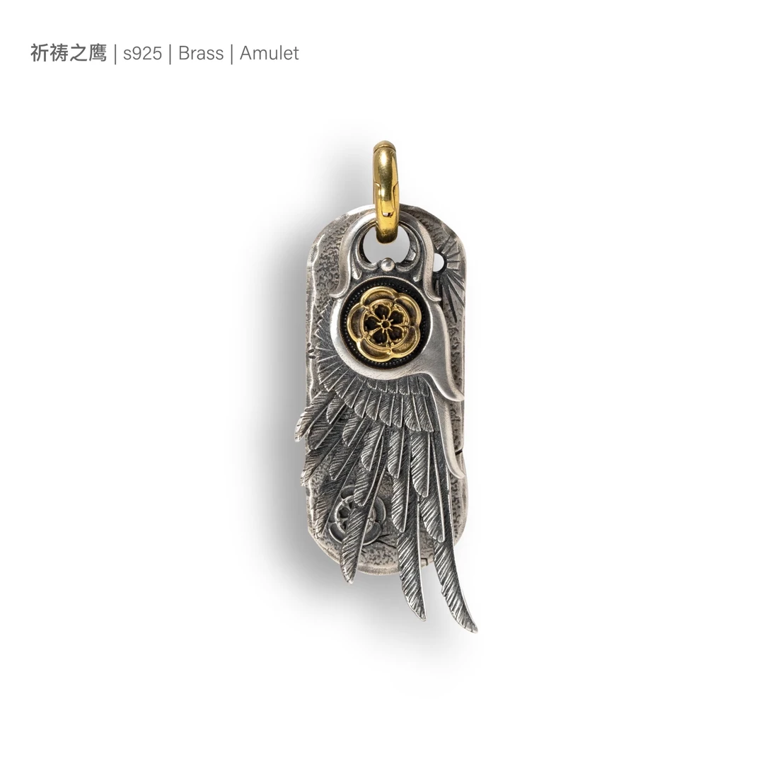 吊坠925银 925纯银吊坠项链祈祷之鹰印第安风格羽毛