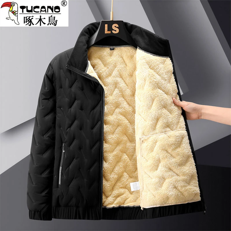 TUCANO/啄木鳥男士爸爸装棉衣宽松大码加绒加厚冬季保暖棉服外套