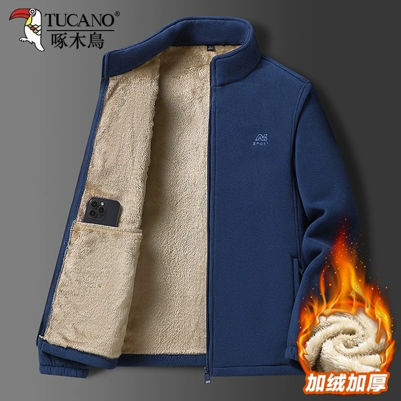 TUCANO/啄木鳥抓绒外套秋冬季新款加绒加厚卫衣保暖男摇粒绒夹克