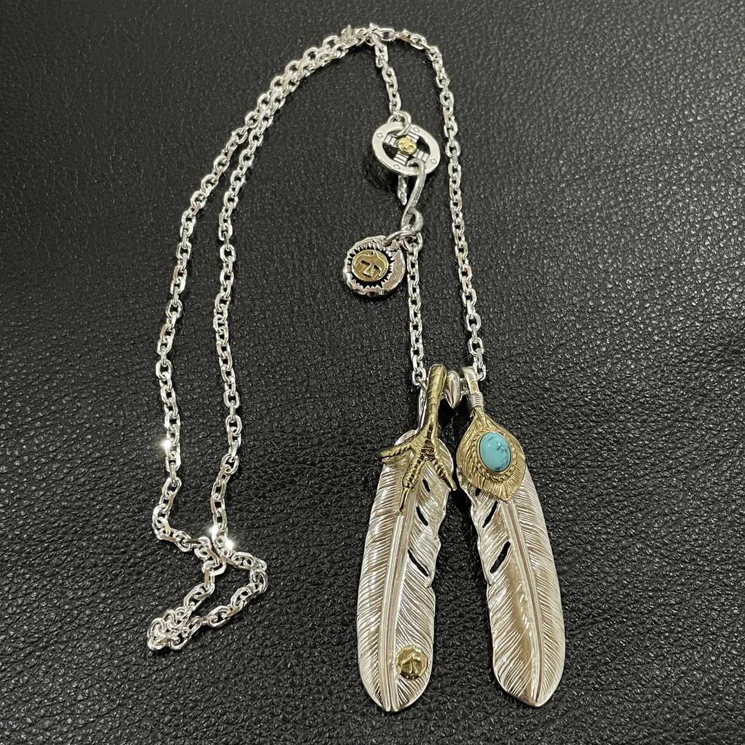 坠链均925银 925纯银时尚潮人配饰搭配系列高桥羽毛小众叶子项链