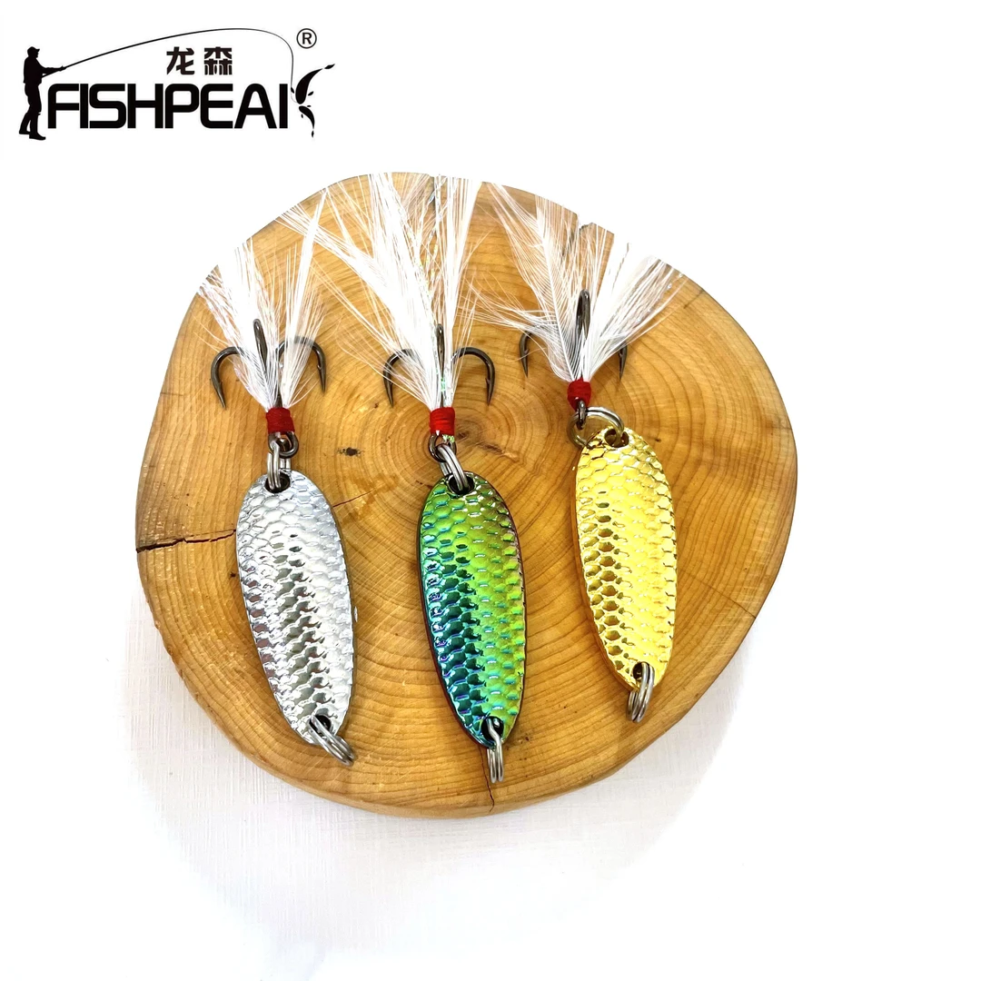 龙森龙鳞亮片款路亚白条马口亮片微物亮片勺型单钩3.5克-20克假饵