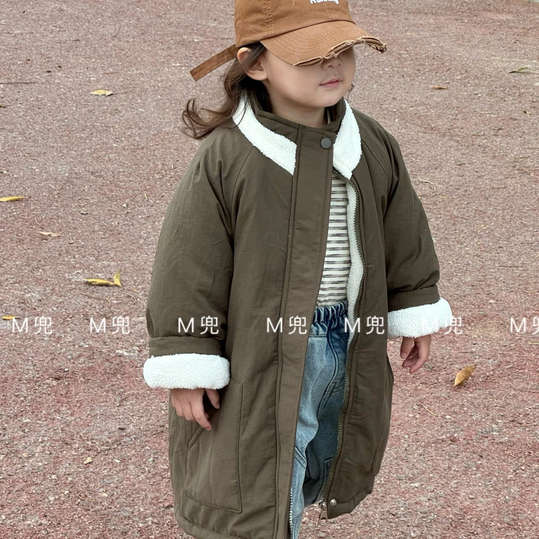 2024新款儿童棉衣男女童加绒加厚棉袄中小童宝宝中长款棉服外套