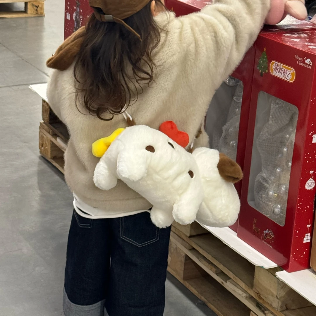 2024新款潮可爱发条道格单肩包毛绒公仔手拎包小狗玩偶