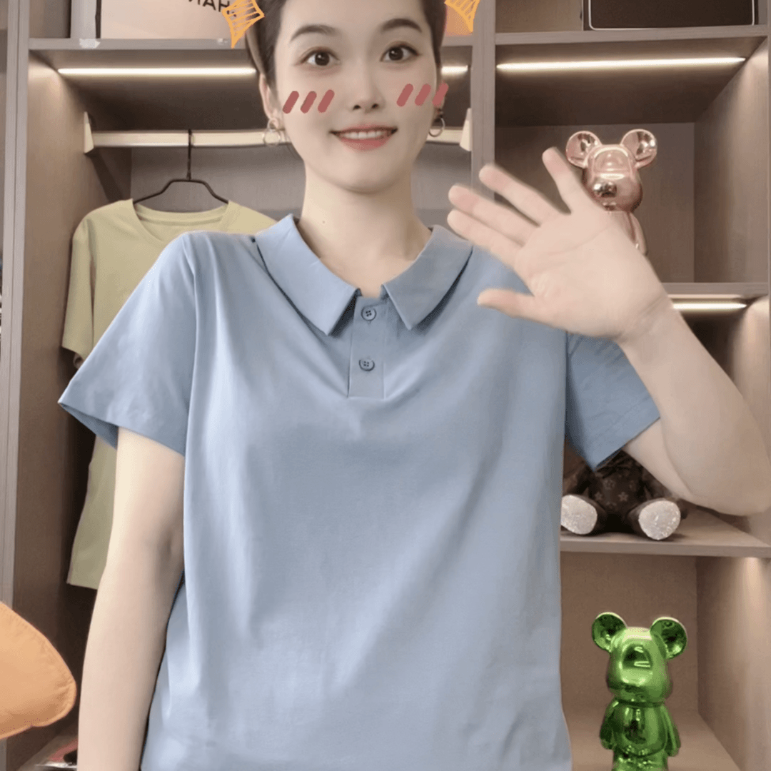【LANO】减龄娃娃领显白显瘦洋气百搭上衣气质简约T恤时尚翻领夏季