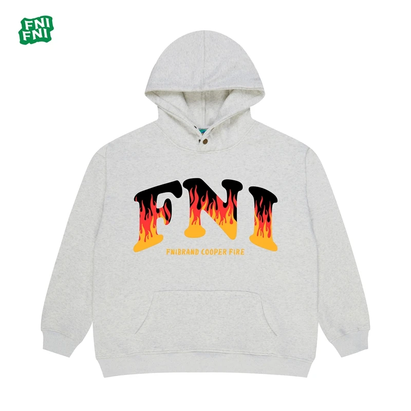 FNI国潮重磅棉（火焰基础款）男女同款加绒连帽卫衣24年早秋冬发泡