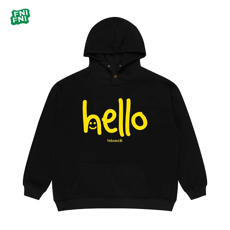 FNI国潮重磅棉（hello）男女同款加绒连帽卫衣24年秋冬新款早秋上衣