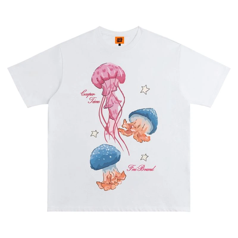 FNIFNI（水母）男女同款t恤美式复古纯棉短袖上衣24潮新款