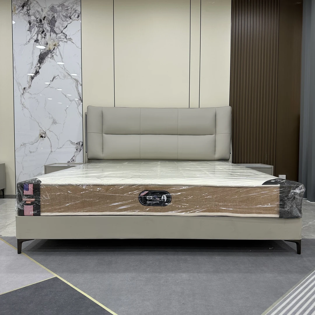 886现代简约轻奢大床主卧室储物高箱皮艺现代意式高端2.2米定制